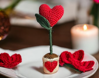 VALENTINEs DAY HEART Tree crochet pattern #72,detailed description step by step and row by row.Crochet gifts,knitting toy,heart in love.