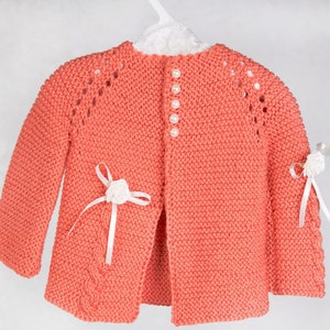 Knitting Pattern #27-“Baby Cardigan”-by AsmartPattern.Size 3-6 months.Detailed description in English row by row.Instant Download Pdf file.