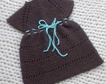 Knitting Pattern #42-“Brown Baby Dress”-by ASmartPattern,6-9 months.Detailed description in English row by row.