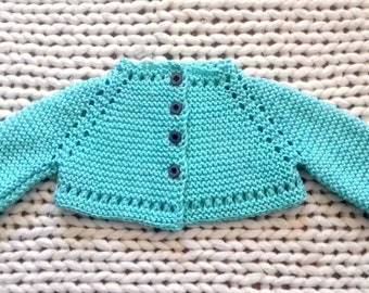 Knitting Pattern #43-“Baby Cardigan”-by AsmartPattern.Size 6-9 months.Detailed description in English row by row.Instant Download Pdf file.