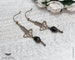 Art Deco Earrings, Black Drop Earrings, 1920's Ear Rings, Antiqued Brass Jewellery, Handmade Art Deco Jewellery, UK 