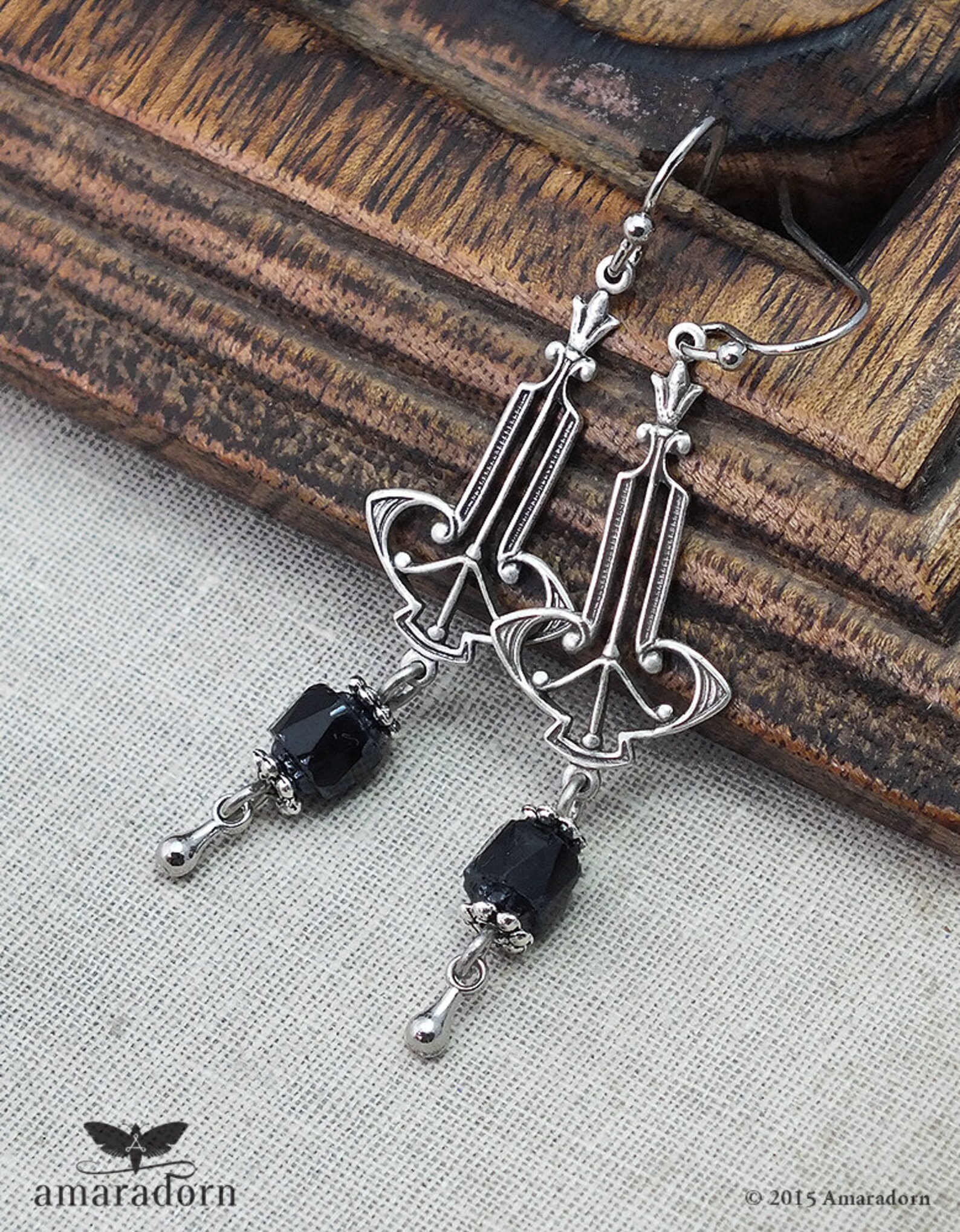 Art Deco Earrings Antique Silver and Black Earrings Etsy UK