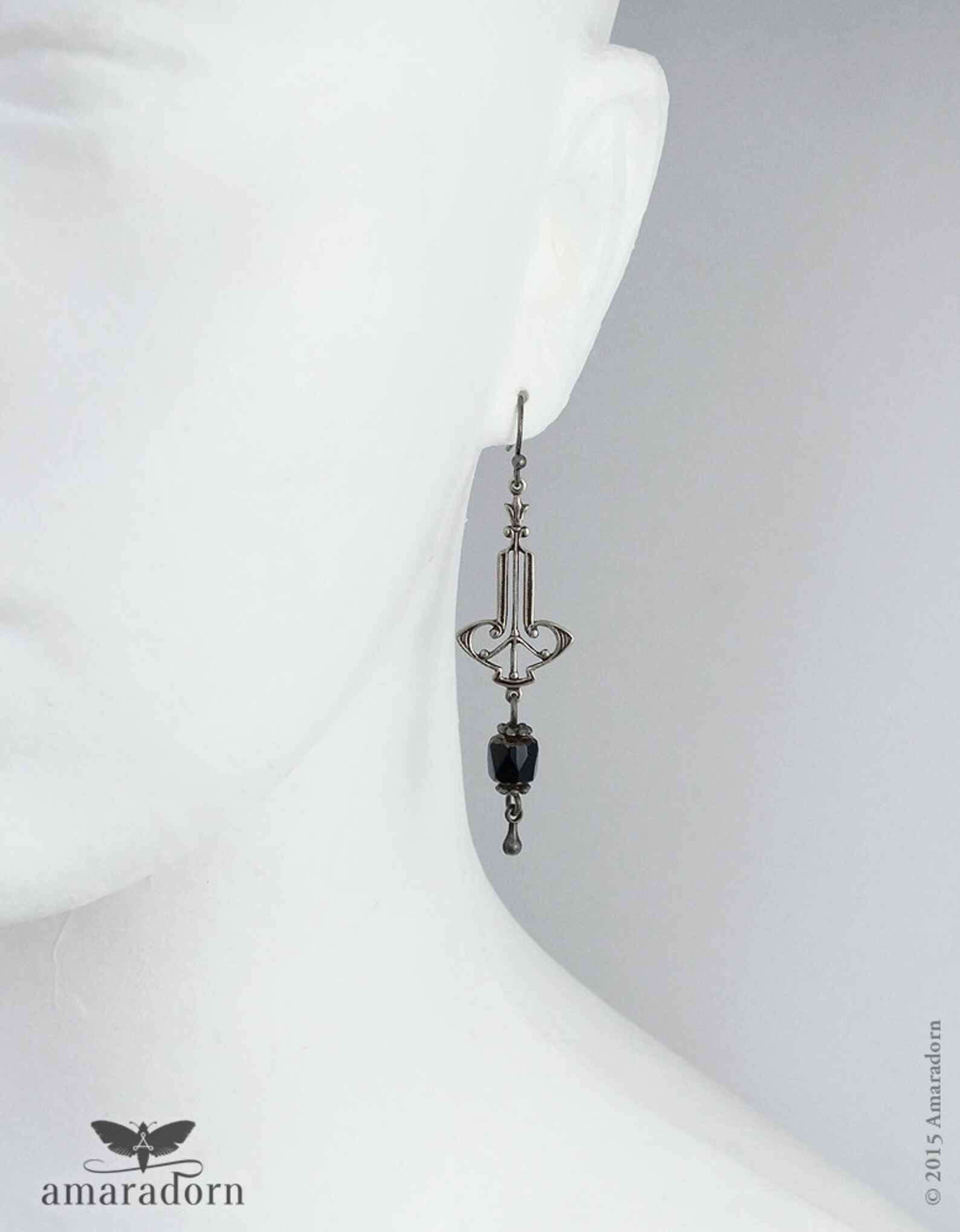 Art Deco Earrings Antique Silver and Black Earrings Etsy UK