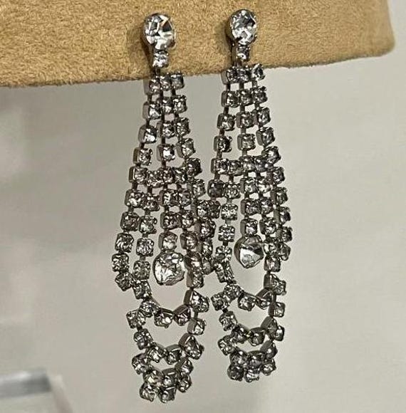 Spectacular midcentury runway rhinestone earrings