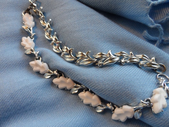 Two unsigned silvertone bracelets - leaf pattern,… - image 1