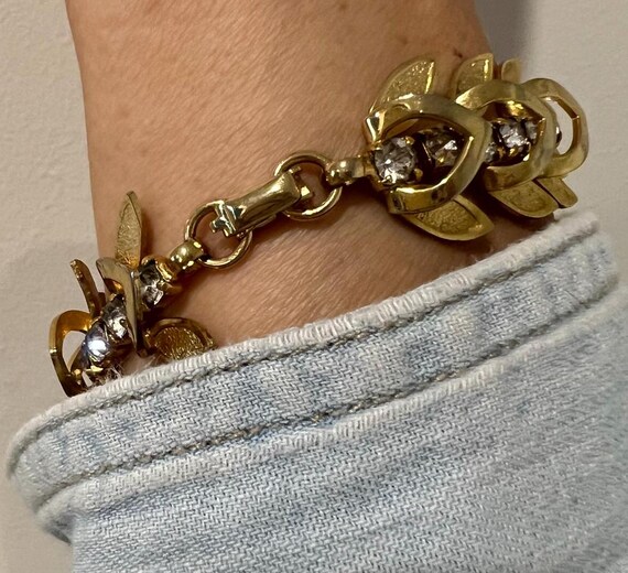 Sparkly and shiny mod 60s rhinestone link bracelet - image 2