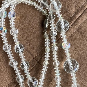Art Deco style faceted Czech glass bead necklace - 34 inches