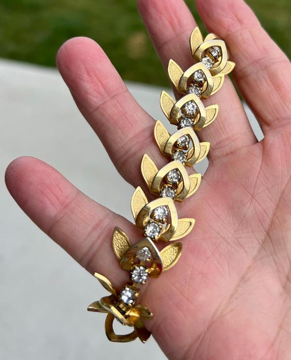 Sparkly and shiny mod 60s rhinestone link bracelet - image 8