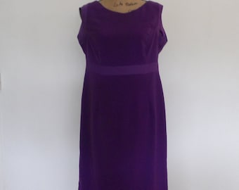 Mod style empire waist sleeveless shift dress, lined, vibrant orchid purple