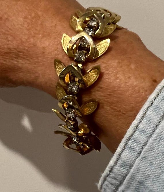 Sparkly and shiny mod 60s rhinestone link bracelet - image 3