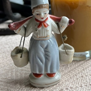 Made in Occupied Japan little boy figurine with water buckets