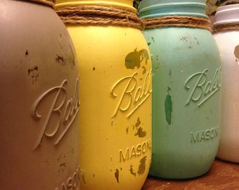 Distressed Mason Jars - Rustic Mason Jar Vase