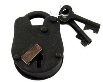 Vintage Iron Padlock with Keys - Antique Style Lock - Cast Iron Padlock and Keys - Antique Iron
