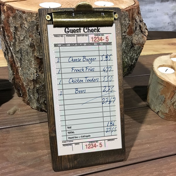 Menu Clipboard Check Presenters - Restaurant Clipboards - Rustic Menu Boards - Rustic Clipboard - Check Holder