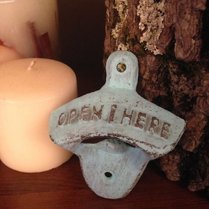 Rustic Bottle Opener - Turquoise - Antique Style Cast Iron Bottle Operner