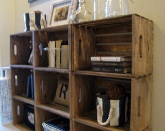 Wooden Crates for Building Shelves - Stackable Wooden Crate for Building Display Shelves - Wood Crate Shelves