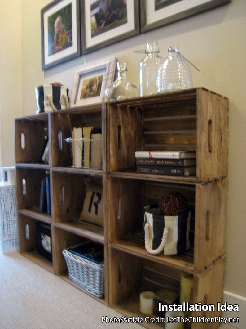 Wooden Crates for Building Shelves Stackable Wooden Crate for Building Display Shelves Wood Crate Shelves image 1