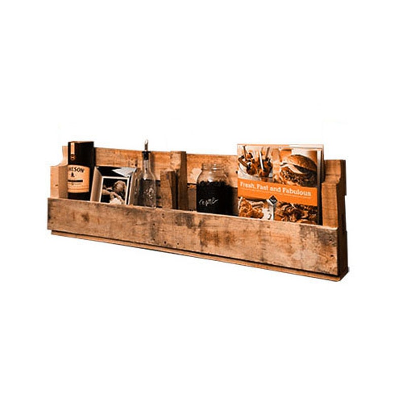 Wood Pallet Shelf Magazine Rack Wall Shelf Organizer Bottle Holder image 2