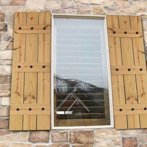 Cedar Shutters with Hammered Metal Clavos - Exterior Cedar Shutters - Board and Batten Shutters - Rustic Cedar Shutters