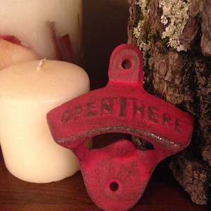 Rustic Bottle Opener - Red - Antique Style Cast Iron Bottle Operner