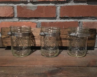 Mason Jar Wall Organizer - Rustic Bathroom Accessories, Handmade USA