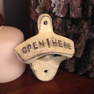 Rustic Bottle Opener - Yellow - Antique Style Cast Iron Bottle Operner
