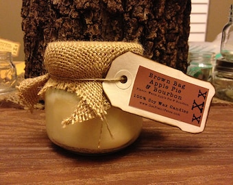 Apple Pie & Bourbon Scented Soy Wax Candle - 8 oz Mason Jar