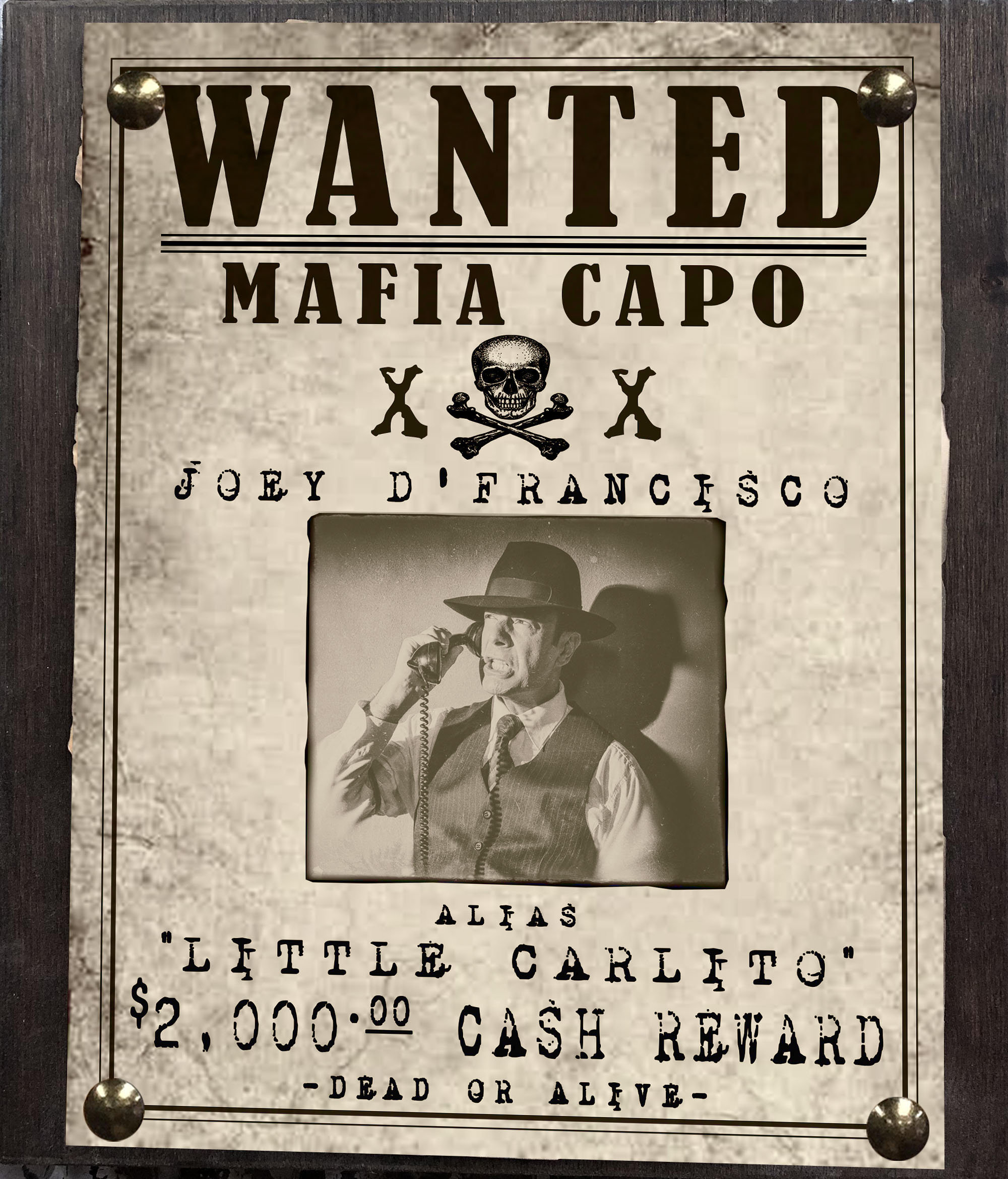 Mafia Capo Wanted Sign Wanted Poster Rustic Vintage Man Etsy