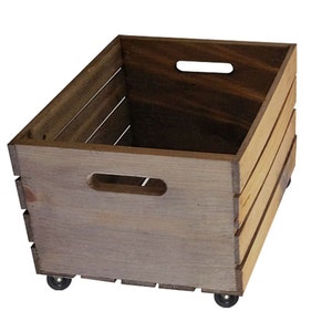 Rustic Wooden Crate on Wheels - Storage Crate Home Decor