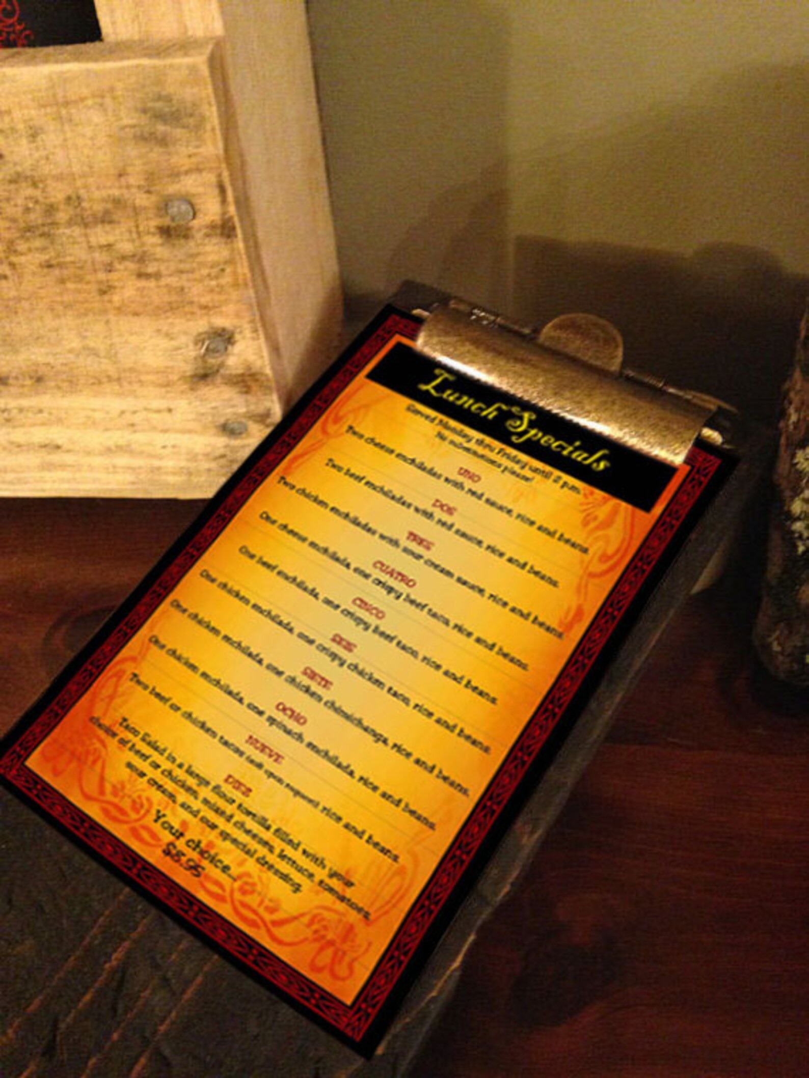 Menu Clipboard Restaurant Clipboards Rustic Menu Boards Etsy