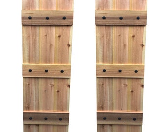 Board and Batten Shutters Pair with Hammered Metal Clavos - Farmhouse Shutters - Cedar Shutters - Exterior Cedar Shutters