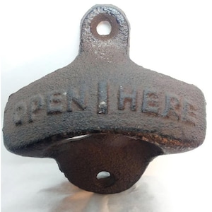 Cast Iron Bottle Opener - Rustic Antique Style Wall Mounted Beer Bottle Opener