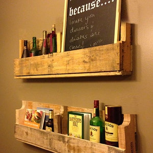 Wood Pallet Shelf - Magazine Rack - Wall Shelf Organizer - Bottle Holder
