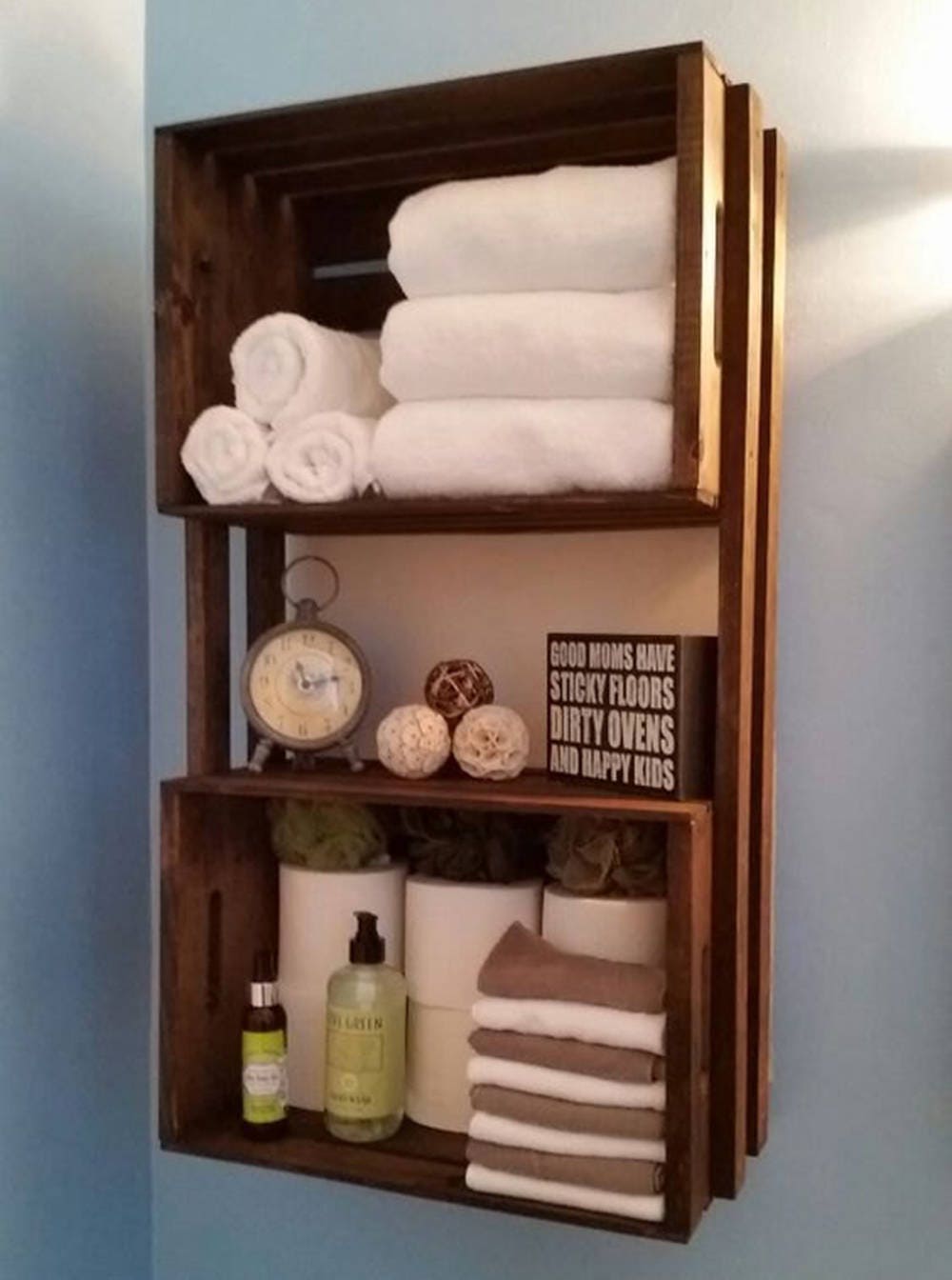 Cedar Wood Shower Caddy , Rustic Style Shower Storage 