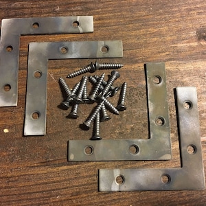 Renforts d&#39;angle plats rustiques, lot de 4 - Renforts d&#39;angle industriels vieillis - Petits renforts d&#39;angle rustiques