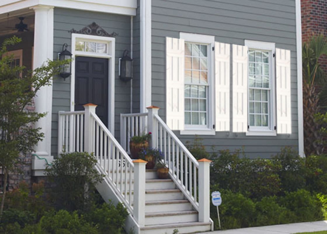 White online shutters exterior