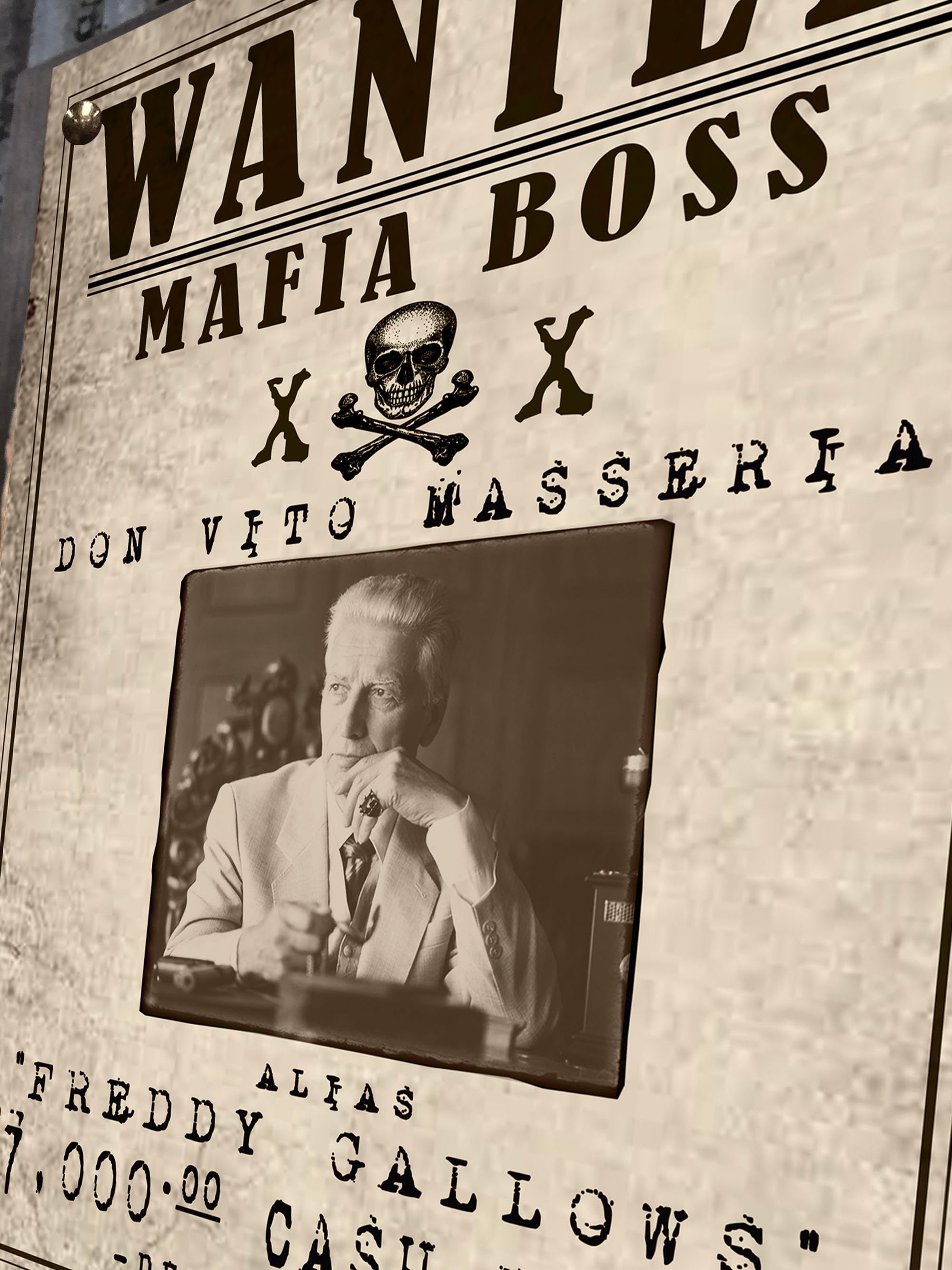 Mafia Boss Wanted Reward Sign Downloadable Art - Wanted Poster