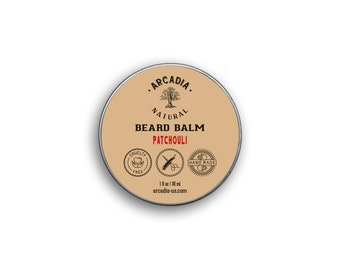 Beard balm with patchouli essential oil, Handmade Natural Beard Moisturizer, Conditioner, and Effortless Styling