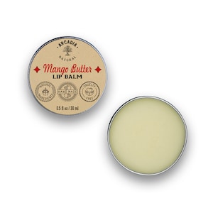 Mango Butter Lip Balm, Organic, Nourishing, and Hydrating, With Castor Oil and Jojoba Oil, 0.5 Oz Travel Size Tin