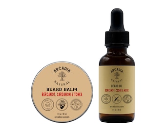 Beard Oil and Beard Balm Combo, Moisturizer and Conditioner, Perfect for Softening and Styling Beards and Mustaches