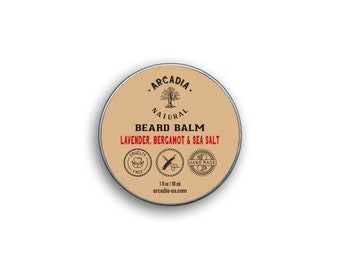 Beard Balm, Lavender Bergamot and Sea Salt, Handmade Natural Beard Moisturizer, Conditioner, and Effortless Styling