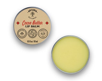 Lip Balm With Organic Cocoa Butter, Natural Nourishing Lip Care in Eco Tin