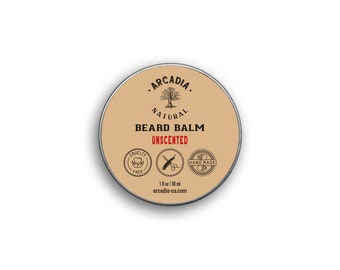 Unscented Beard Balm, Handmade Natural Beard Moisturizer, Conditioner, and Effortless Styling