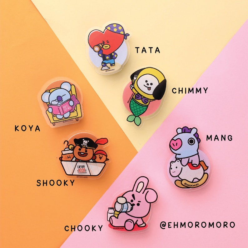 bt21 bts phone cute pop socket acrylic handmade laser cut