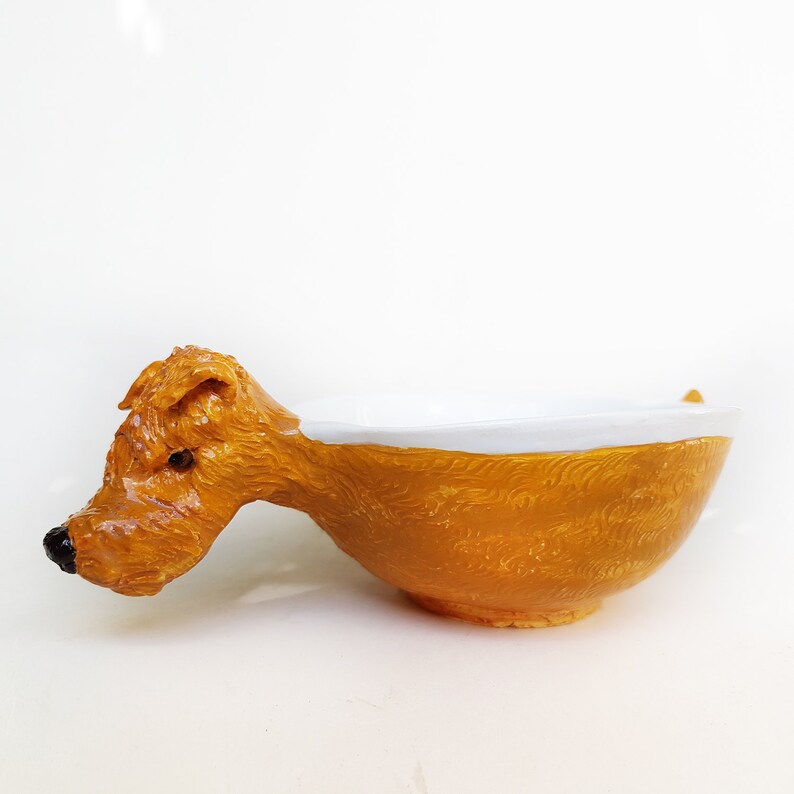 Terrier Soup mug Irish Terrier Ceramic Bowl sculptured dog Art bowl Ginger dog mug salad bowl cereal bowl children tableware