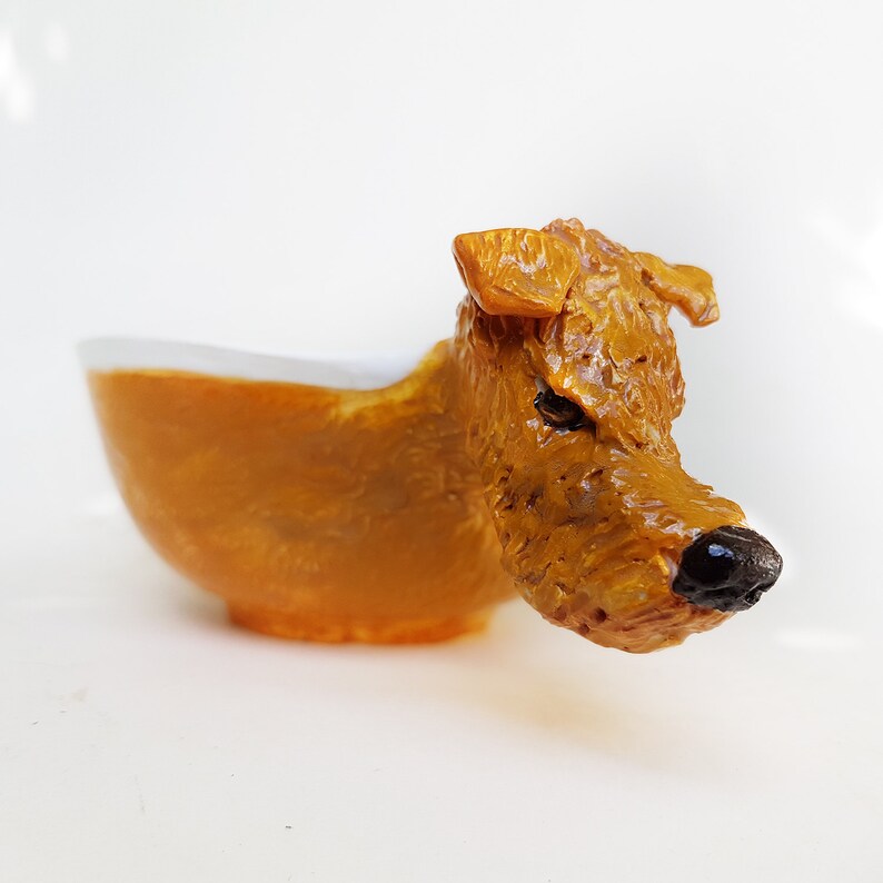 Terrier Soup mug Irish Terrier Ceramic Bowl sculptured dog Art bowl Ginger dog mug salad bowl cereal bowl children tableware