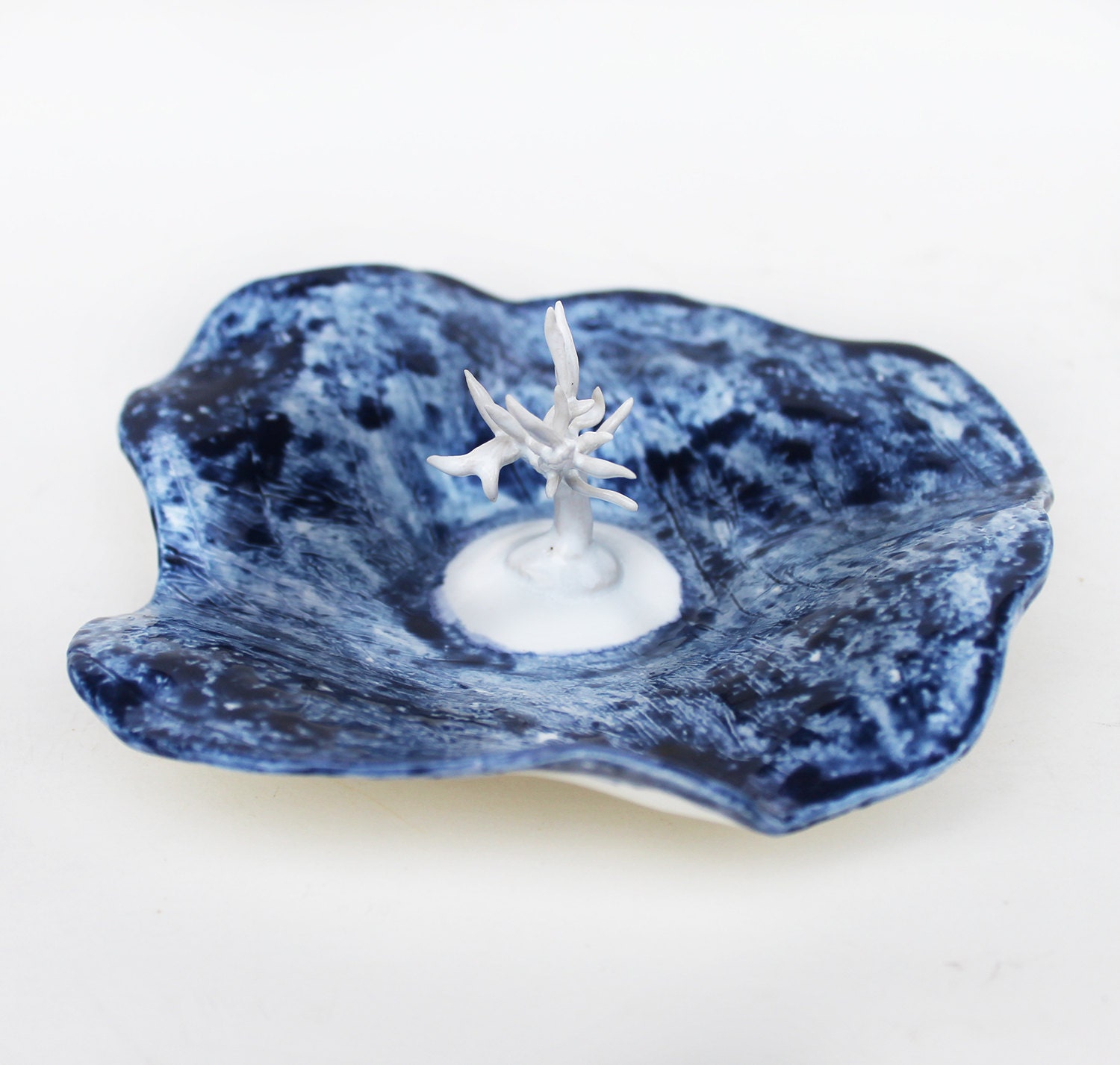 White tree ceramic jewelry dish pottery trinket dish small Etsy