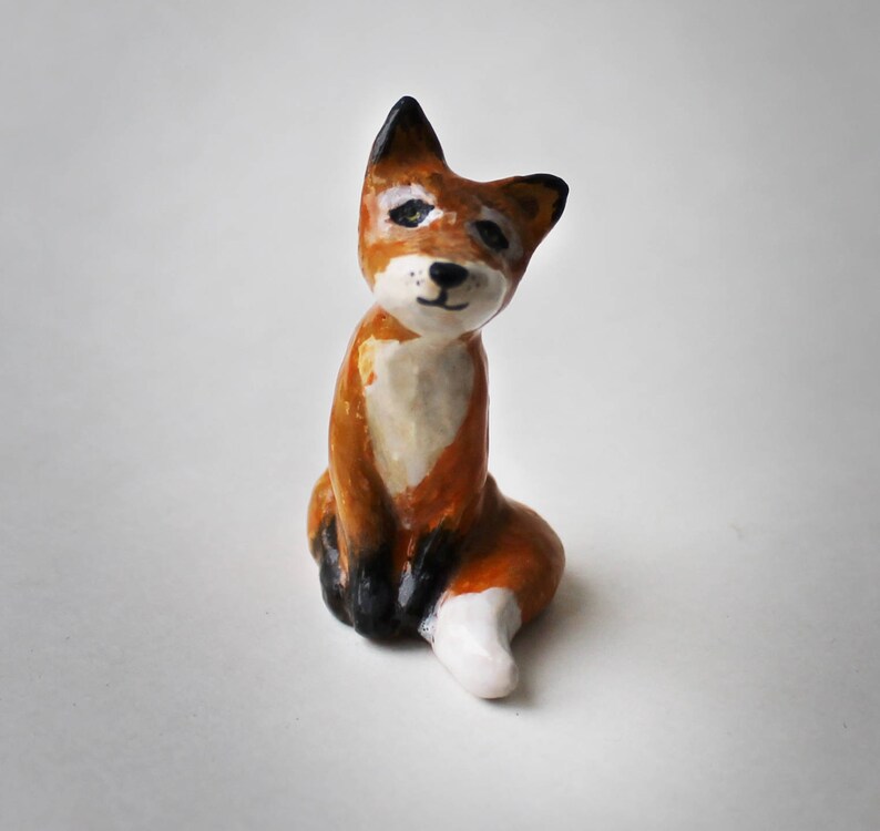 Miniature Ceramic Fox Sculpture collectable ceramic animal Etsy