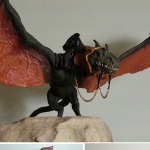 Exemple de travail sur mesure - Nazgul chevauchant la sculpture Fellbeast / Le Seigneur des anneaux