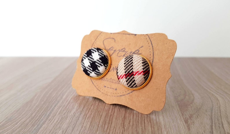 scottish cufflink gold bronze and silver Camel tartan cufflinks wedding accessories black red and light brown fabric cuff links